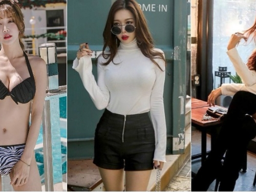 妹子「渾圓大乳」擺桌上「過人乳量」快溢出，胸前好深一條好驚人！