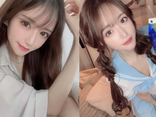 愛喝立頓奶茶的「高顏值櫻花妹」，穿上「深V制服」有著深深誘惑力！