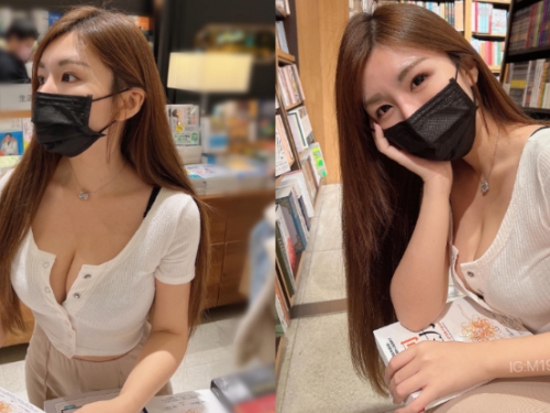 書店驚見性感小隻馬「念念」，「暴力猛乳」撐開領口遮蔽大家視線