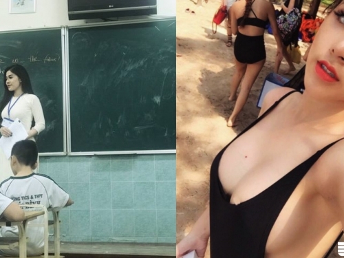 老師這樣母湯！「巨乳小學老師」下班大解放，「飽滿車頭燈」讓地方的爸爸搶著接小孩...