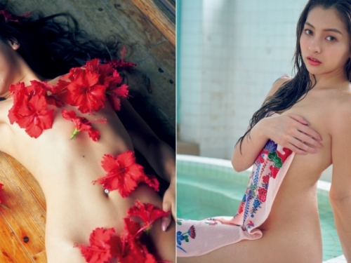 混血正妹「木村有希」上空寫真曝光！只靠「花瓣遮點」讓人想入非非