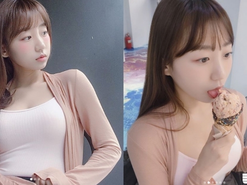 火啦！讓人「慾火焚身」的小舌，「童顏巨乳正妹」緊身白T，讓你大吃火辣冰淇淋！