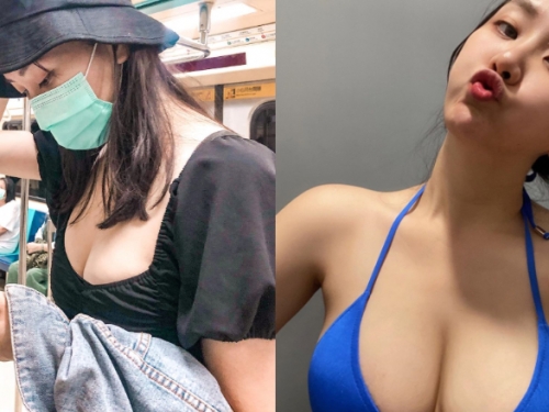 捷運遇見妹子大爆乳！兇猛護理師「歐歐ouou」展現呼之欲出的乳量