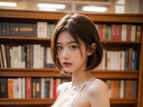 圖書館清純可愛的蘿莉