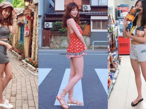 這腿100分！花航正妹「無敵S曲線」長腿比例讓人受不了，及臀熱褲