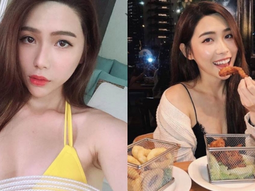IG美齒專家「zhenlin」電力超強大，用餐時的低胸裝好有看點！