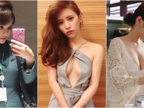 長榮超甜美空姐！隱藏在制服下的「雪白美乳」好誘人！下班後「中路大開」太狂啦！