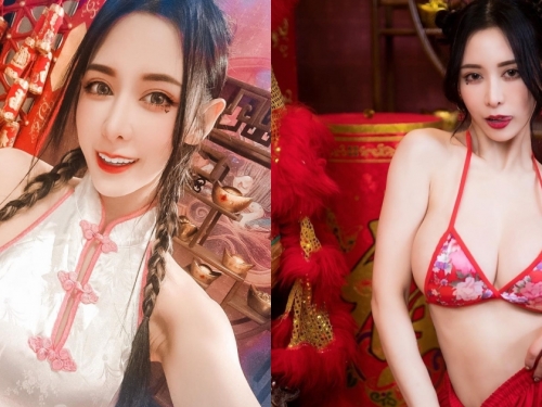 「巨乳版迪麗熱巴」辣穿粉色旗袍！「超厚重乳量」光看就提神醒腦！