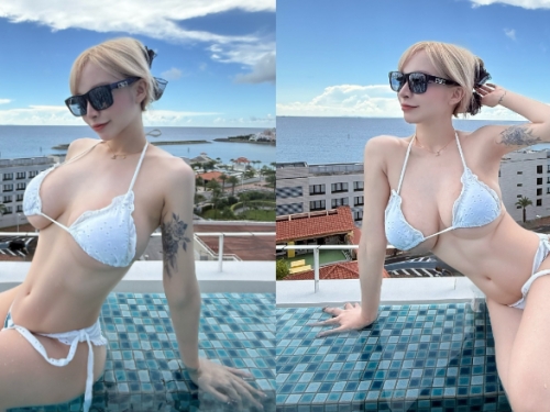 有「美國」二字就什麼都大！性感小隻馬美國村解放巨乳嚇壞其他遊客