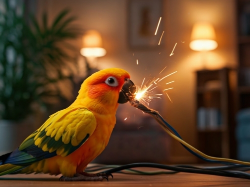嘴賤的下場！ 陸寵物店鸚鵡竟跑去咬電線 結果「鳥喙」焦黑了