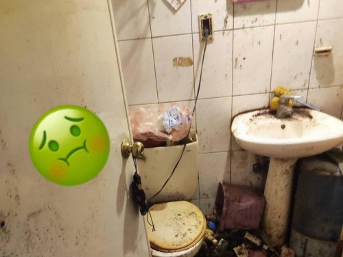 驚！ 誇張房客滿地垃圾 網曝廁所門口還有2桶「生化武器」