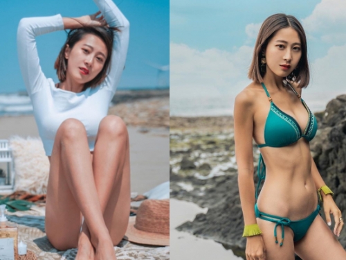 爽朗型陽光正妹！「ＩＲ」海邊大曬緊實腰間，極致美體吞噬所有男性目光！