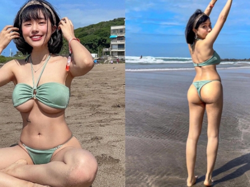「文青正妹」平日超隱乳，換上比基尼「銷魂南半球」接受地心引力
