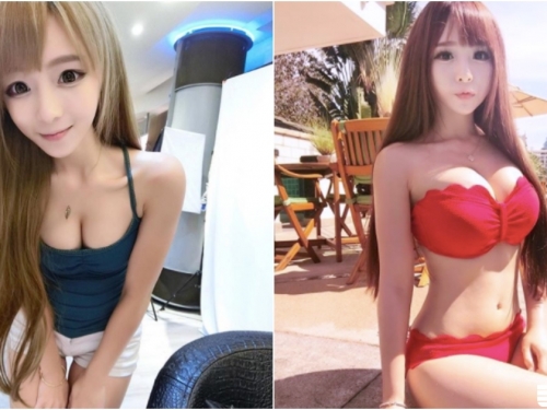 髮廊驚見「爆乳熱褲妹」！甜美大眼配「超亮車頭燈」！眼睛快睜不開啦！