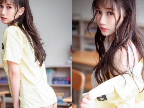 清甜學生妹「又又」失控脫下，「鮮嫩屁屁」搭水汪回眸超誘惑！