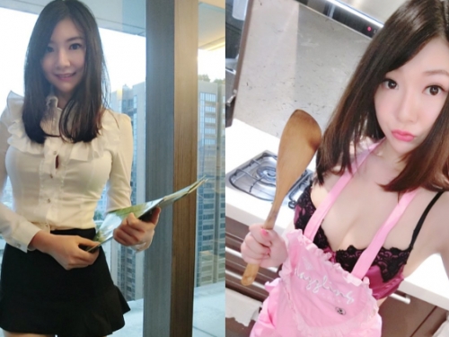 白天是爆釦OL、晚上是爆乳小廚娘！性感正妹「小羽」深夜上菜