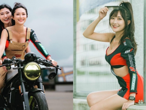 「車展SG」趁空檔偷跨騎乘位，「美嫩雙峰」破風而行還伴隨跳動