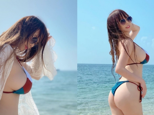 抓住夏天的尾巴！巨乳正妹「謝夏天」澎湖大露側乳　飽滿乳袋太犯規