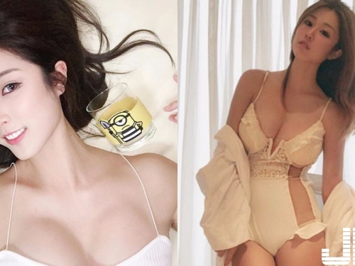 殺底片級正妹！澳門妹子Annabelle細肩帶背心撐著大長輩，乳量大到一躺下就溢出....