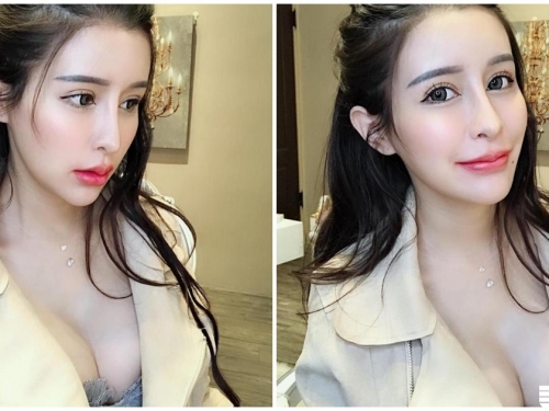 正妹低胸裝「飽滿美乳」辣翻！惹火美照還有「超激長美腿」！