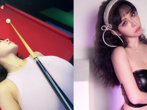又不穿內衣！巨乳壽星「香菱」邀約打撞球，「人肉撐竿架」一推就進洞！