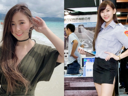 都想犯罪了！「伊伊Elaine」穿警察制服大秀纖長美腿，稚嫩美體讓台灣治安破了大洞！