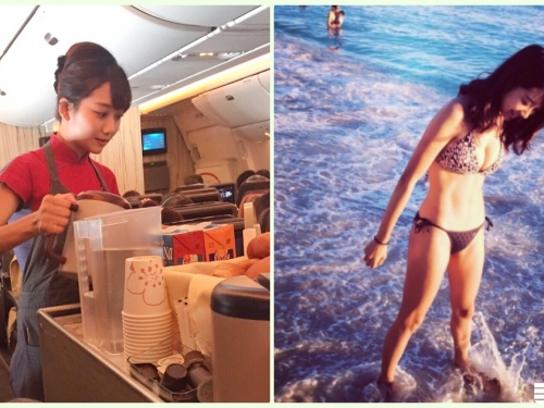 華航正妹「海灘福利」香豔美乳太犯規！制服裡隱藏的「大胸器」畫面好害羞…