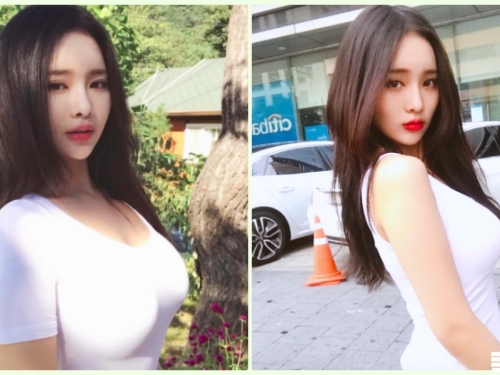 超讚！路邊驚見「高顏值爆奶妹」乳量有夠神猛！一個可愛嘟嘴讓網友們全戀愛了…