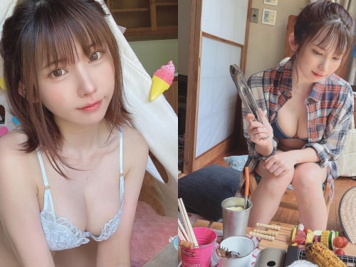 日本萌妹子「在家烤肉」穿好少！「雪白歐派」呼之欲出比麻糬還香！