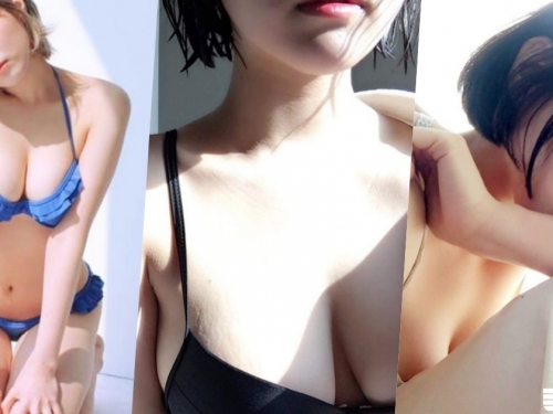 身材超反差！清純短髮妹配「白嫩八字奶」！胸部陰影太深讓人想埋進去...