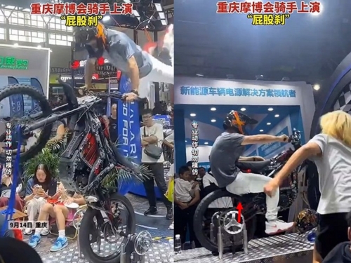 好痛！機車展特技表演凸槌 車手慘遭「阿魯巴」