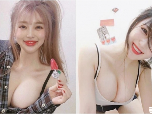 超壞壞！「粉嫩大奶妹」在家衣服都穿不好！「渾圓乳球」大方外露太搶眼！