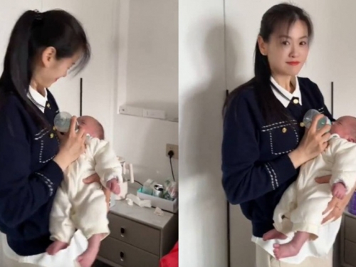 39歲逆天顏值奶奶抱孫餵奶 陸網友驚「還缺爺爺嗎？」