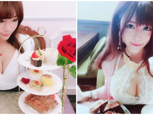 果然還是奶香濃！「巨乳正妹」的甜甜下午茶，整個奶奶放在桌上畫面實在太邪惡！