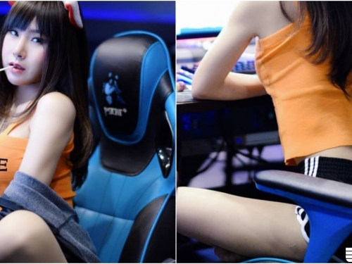「電競奶妹」背心熱褲上陣！「細腰翹臀」火辣背影好勾人，想play one啊！