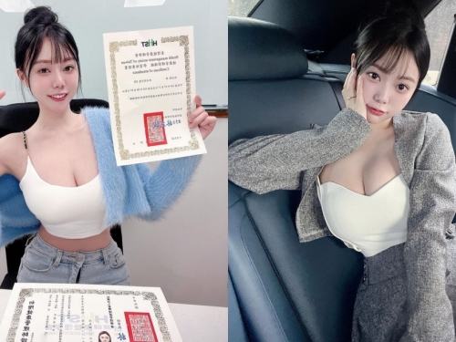 正妹健康管理師「可禹」雪白美乳呼之欲出，果然很注重「養分吸收」！