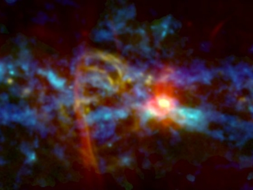 銀河中心的「拐杖糖」：可形成數千萬顆恆星的超巨大分子雲