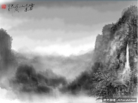 水墨風黑貓　眼神和蓬蓬毛都好傳神！