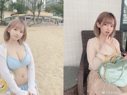 擋不住可愛射線襲來！軟萌妹辣「鯊魚 SAME」比基尼大解放　雪白「渾圓半球」讓人頂不住
