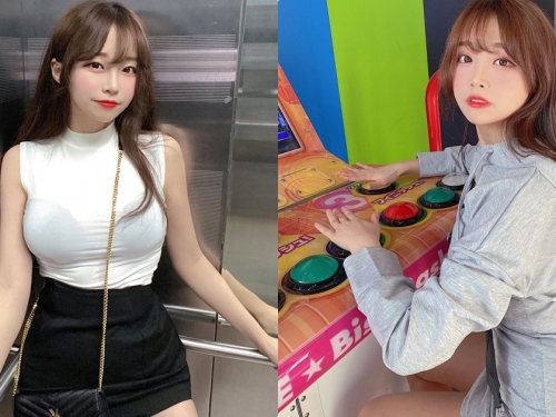 好甜！電梯遇到「萌萌美乳妹子」，「透視的渾圓胸型」讓人好想壁咚她！
