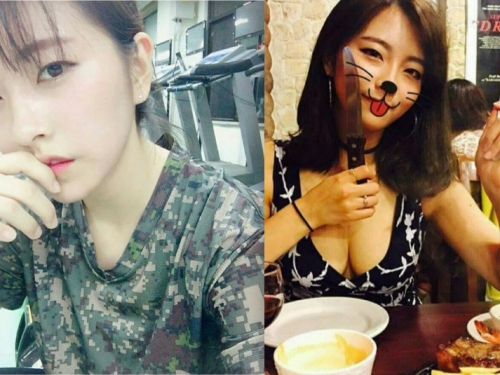 「雪白嫩乳」陸軍女官報到！拿刀架式十足，讓網友想再次入伍任她宰割！