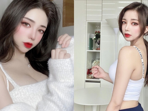 豐唇正妹「正面側面都超辣」，小背心好凸顯「渾圓乳量」!