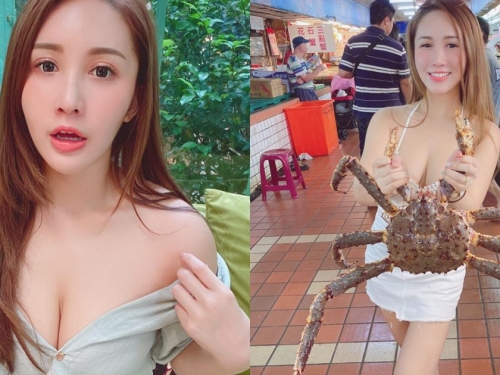 真材實料！「Bivi華華」逛市場被帝王蟹嚇歪，網友猛流口水：想吃奶油螃蟹了！