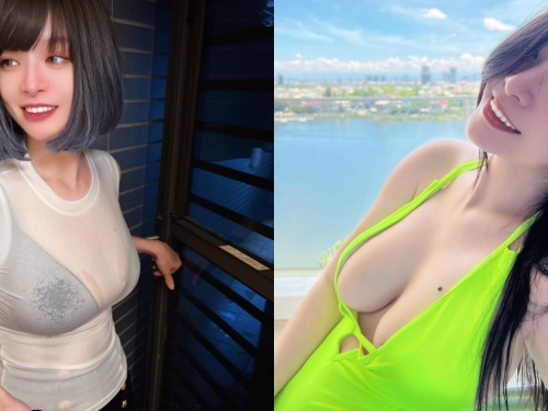 暴雨天「郭鬼鬼Angela」白衣全濕透！性感黑內衣無所遁形，G罩杯豪乳被看光啦！