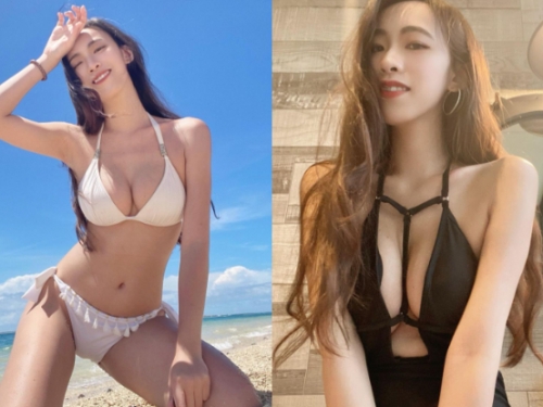 「甜心研究生」比基尼曬性感曲線，擠弄「兇猛美乳」畫面太誘人