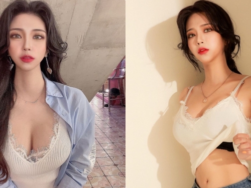 走廊上的「超優質美乳姐姐」，「誘惑的低胸裝」好有魅力！