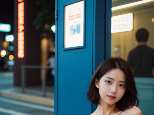 Girl in down shirt and dress