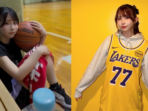 網讚：她絕對是超級鐵粉！葵いぶき 不僅穿著 77 號球衣觀戰，更著用 Luka 4 鞋履上場打球