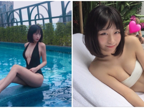 「短髮萌妹」爆乳深V開到肚臍！渾圓胸型還有性感身材，讓人眼神一路往下！