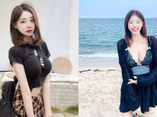 甜心妹子「海灘薄紗裝」好兇，「白嫩美乳」看了好消暑！